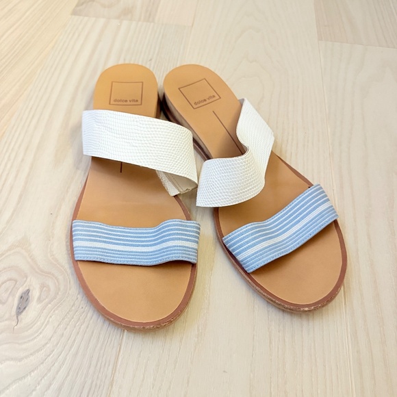 DOLCE VITA PACI SANDAL SIZE 8 BLUE AND WHITE - Picture 6 of 6